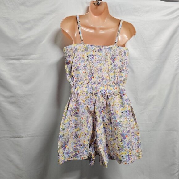Levi's Spaghetti Strap Floral Romper Women Size l Side Pockets - Picture 5 of 11